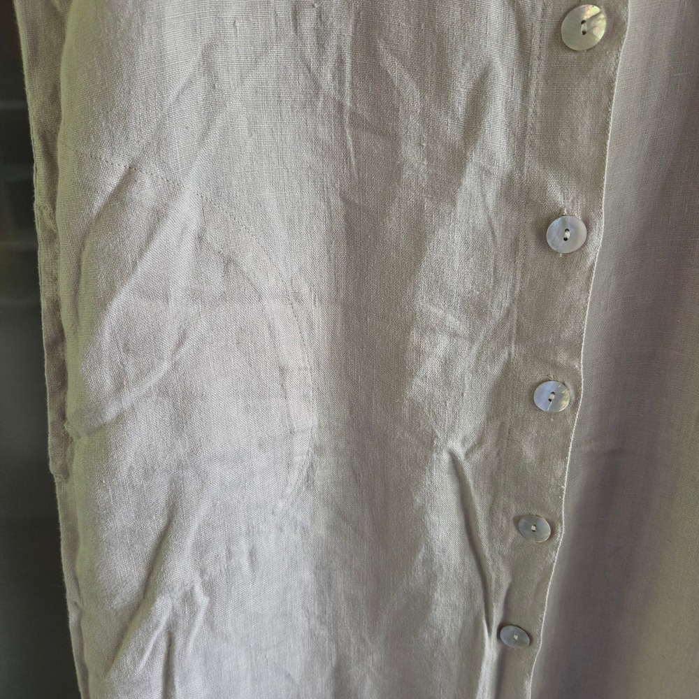 Chico's Platinum Linen Maxi Dress Oatmeal Beige Button Front Sleeveless Sz 1 Med - Picture 6 of 10
